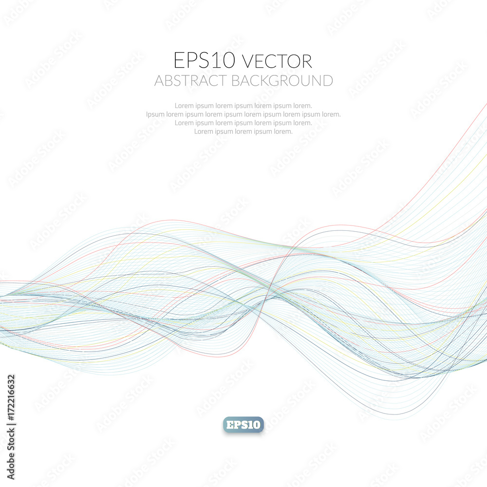 Poster abstract background of many lines. the movement of the waves. three-dimensional image of the thread.