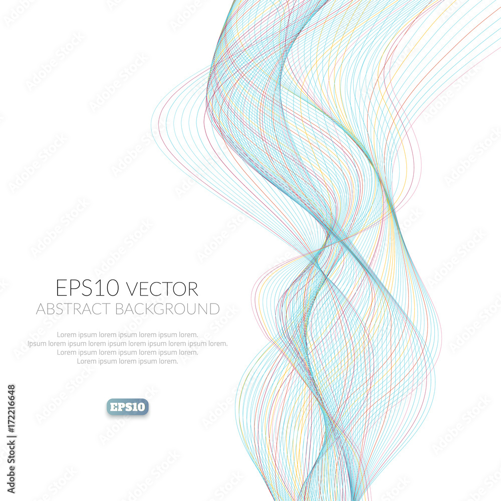 Poster abstract background of many lines. the movement of the waves. three-dimensional image of the thread.