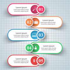 Five slice paper infographic. Vector eps 10