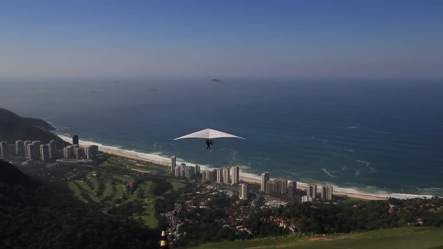 View of hang glider over the city of Rio de Janiero,  Brazil
