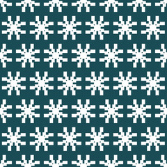 seamless vector symmetrical pattern made up of white elementary shapes of different sizes