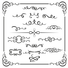 Fototapeta premium Graphic elements calligraphic vector sets for designers - patterns, designs, monograms and curlicues, arrows. For weddings,Valentine's day,holidays,baby design,birthday.