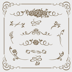 Graphic elements calligraphic vector sets for designers - patterns, designs, monograms and curlicues, arrows. For weddings,Valentine's day,holidays,baby design,birthday.