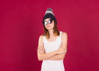 Young pretty woman, sunglasses  