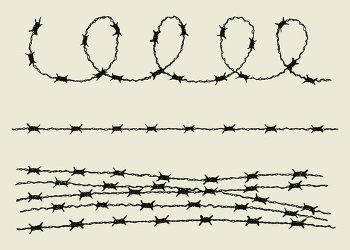 barbed wire set. hand drawing