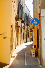 Narrow street of the old town of Rethymno