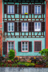 Naklejka premium Beautiful view of the historic town of Strasbourg, colorful houses on idyllic river. Strasbourg, France