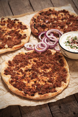 Lahmacun, turkish meat pizza