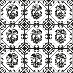 with ornament and flower pattern. Seamless pattern.