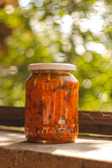 Jar of pickled carrots
