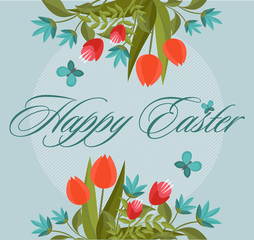 Easter card with the inscription Happy Easter for holiday design. EPS10.
