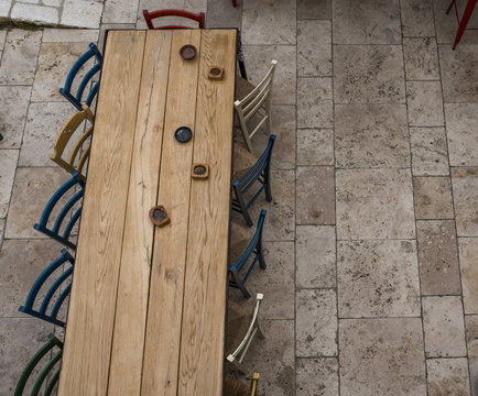 Dining table with chairs outdoors