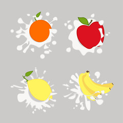 Lemon, orange, apple