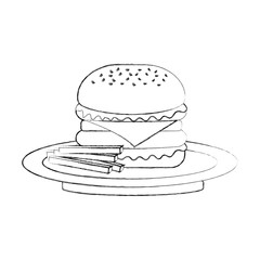 burger french fries fast food tasty delicious snack lunch vector illustration