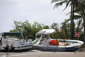 Hurricane Irma aftermath Miami boats washed on shore