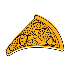 fast food pizza with cheese pepperoni tasty vector illustration