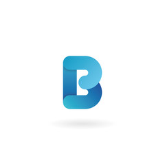 Letter B logo. Blue vector icon. Ribbon styled font.