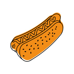 fast food hot dog sausage and mustard dinner vector illustration