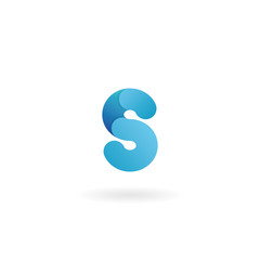 Letter S logo. Blue vector icon. Ribbon styled font.