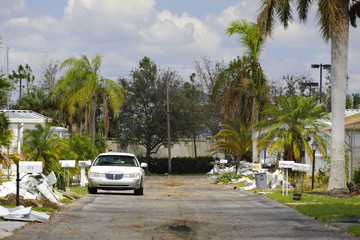 Natural Disaster Hurricane Irma aftermath Naples FL trailer home park damage
