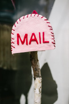 Homemade pink mailbox
