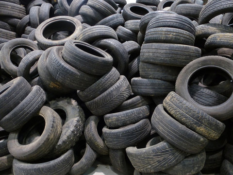 Pile of used tires, ready to be recycled