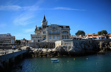 sea view from Cascais  with Navy building at the center. Cascais Portugal 