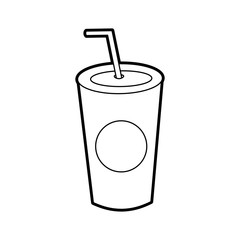 plastic soda cup with straw disposable takeaway vector illustration