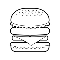 burger fast food tasty delicious snack lunch vector illustration