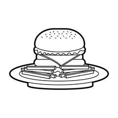 burger french fries fast food tasty delicious snack lunch vector illustration