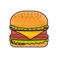 burger fast food tasty delicious snack lunch vector illustration
