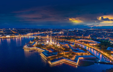 Panorama of St. Petersburg. View of the Peter and Paul Fortress. Petersburg from the air. Saint...