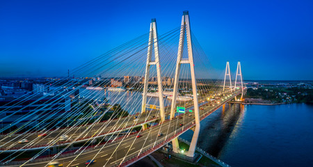 Highways going through the bridge. Highway from the air.