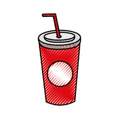 plastic soda cup with straw disposable takeaway vector illustration