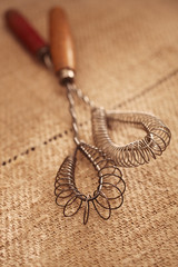 real vintage wooden wire whisk