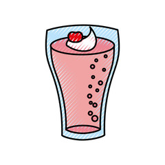 milkshake with cream in glass strawberry drink vector illustration