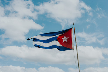 Cuban flag against the sky