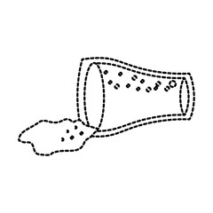 spilled glass cup cola drink bubbles vector illustration