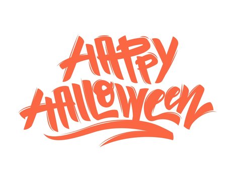 Happy halloween text. Happy Halloween modern brush calligraphy.  Vector illustration