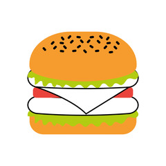 burger fast food tasty delicious snack lunch vector illustration