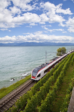 Speed Train in Lake Geneva, Switzerland