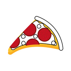 fast food pizza with cheese pepperoni tasty vector illustration