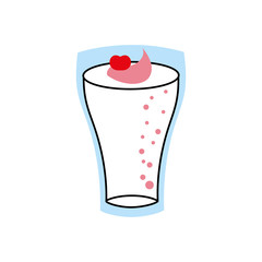 milkshake with cream in glass strawberry drink vector illustration