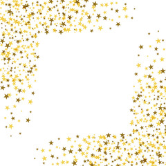 Golden stars with white square in the middle. Abstract background. Glitter pattern for banner.