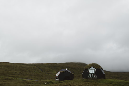Grass Roofed Igloos in Kvivik, Faroe Islands