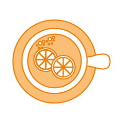 cup of tea with slice lemon refreshment liquid vector illustration