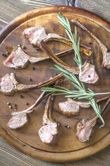 Grilled lamb rib chops on the plate