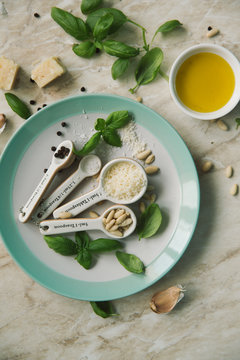 Ingredients of pesto