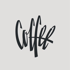 Coffee Inscription Word Logo Name Hand Painted Brush Lettering Calligraphy Template