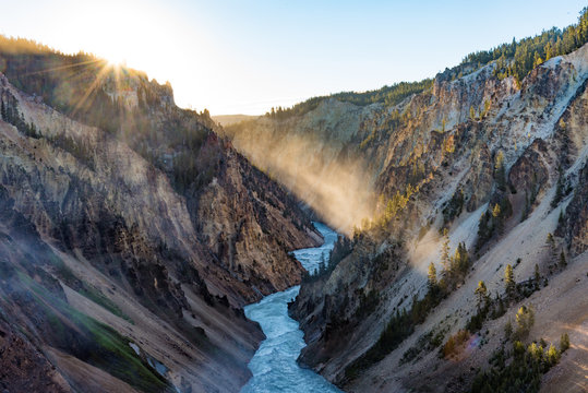 Grand Canyon of Yellowstone at sunrise
